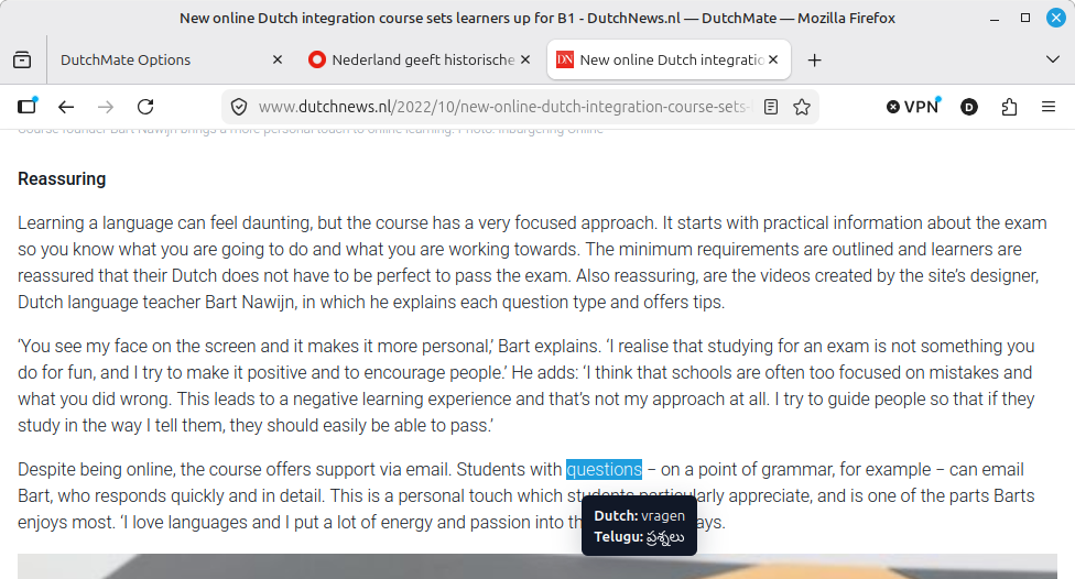 Translate from English to Dutch and Telugu.